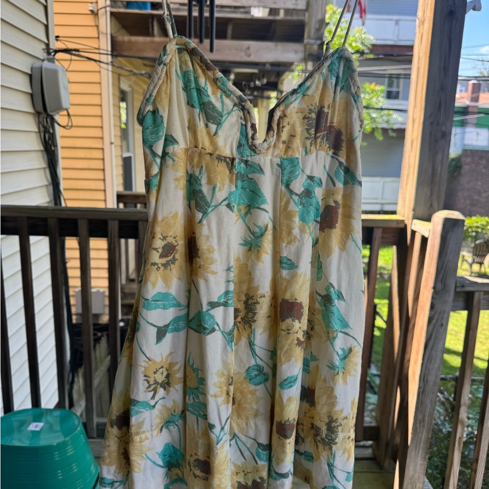 Free People Floral Mini Dress - Yellow and Green